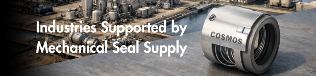 Industries supported by mechanical seal supply including oil and gas, chemical, water treatment, and manufacturing plants