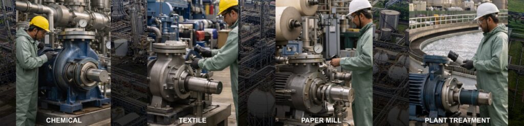 Industrial pumps with mechanical sealing systems used in chemical and manufacturing industries in Vapi