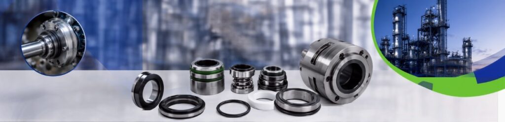 Industrial mechanical seal assembly and seal components for pumps, mixers, and rotating equipment in refinery, petrochemical, and process industries.